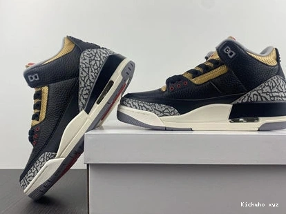CK9246- Retro SoftTouch 3 3832 Jordan Black Gold Cement 1014